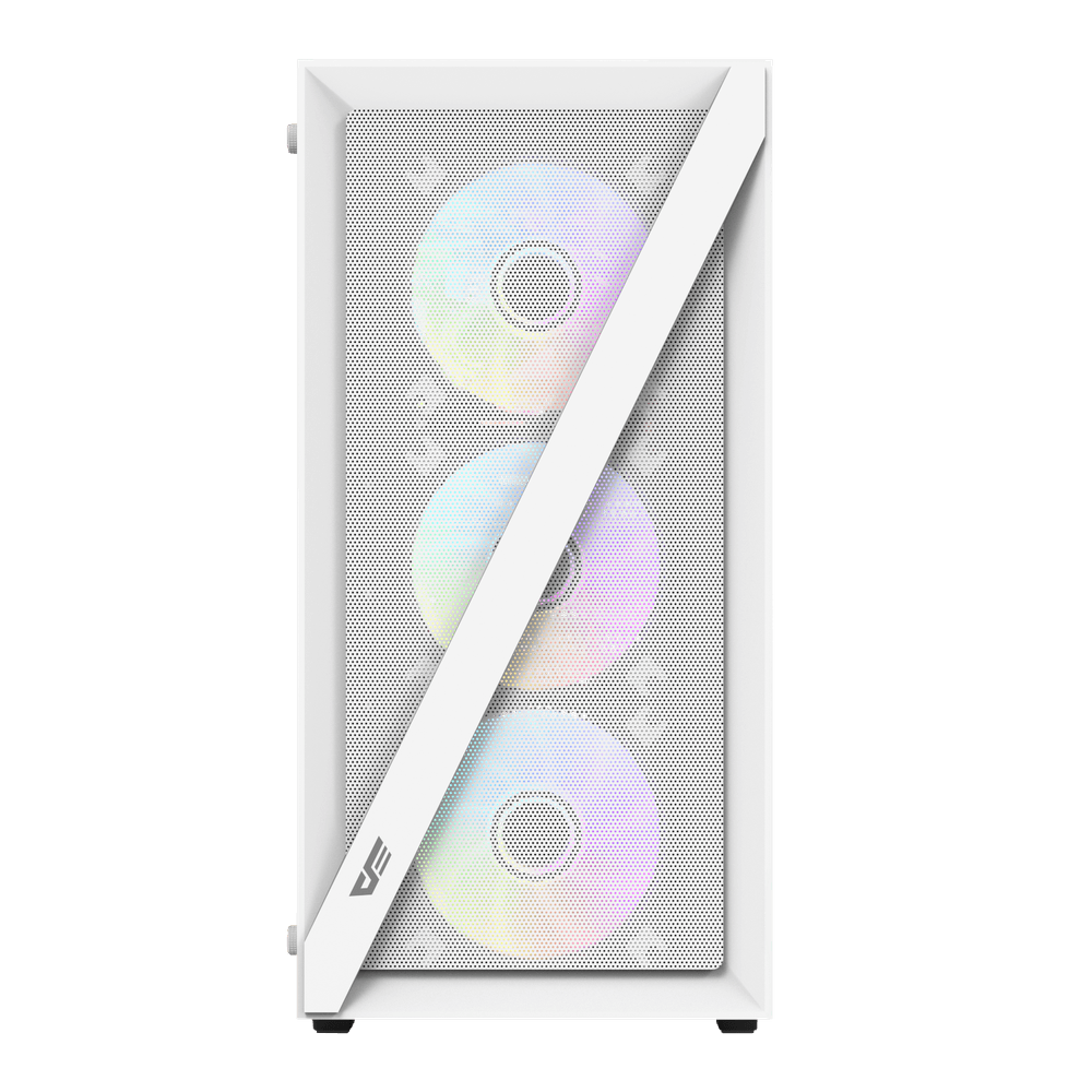 DarkFlash DK260 Air Mesh Mid-Tower Computer Case ATX/M-ATX/ITX, 4x pre-installed ARGB Fans, Up to 360mm Radiator & 6x Fans Support, Steel + Tempered Glass Materials - White