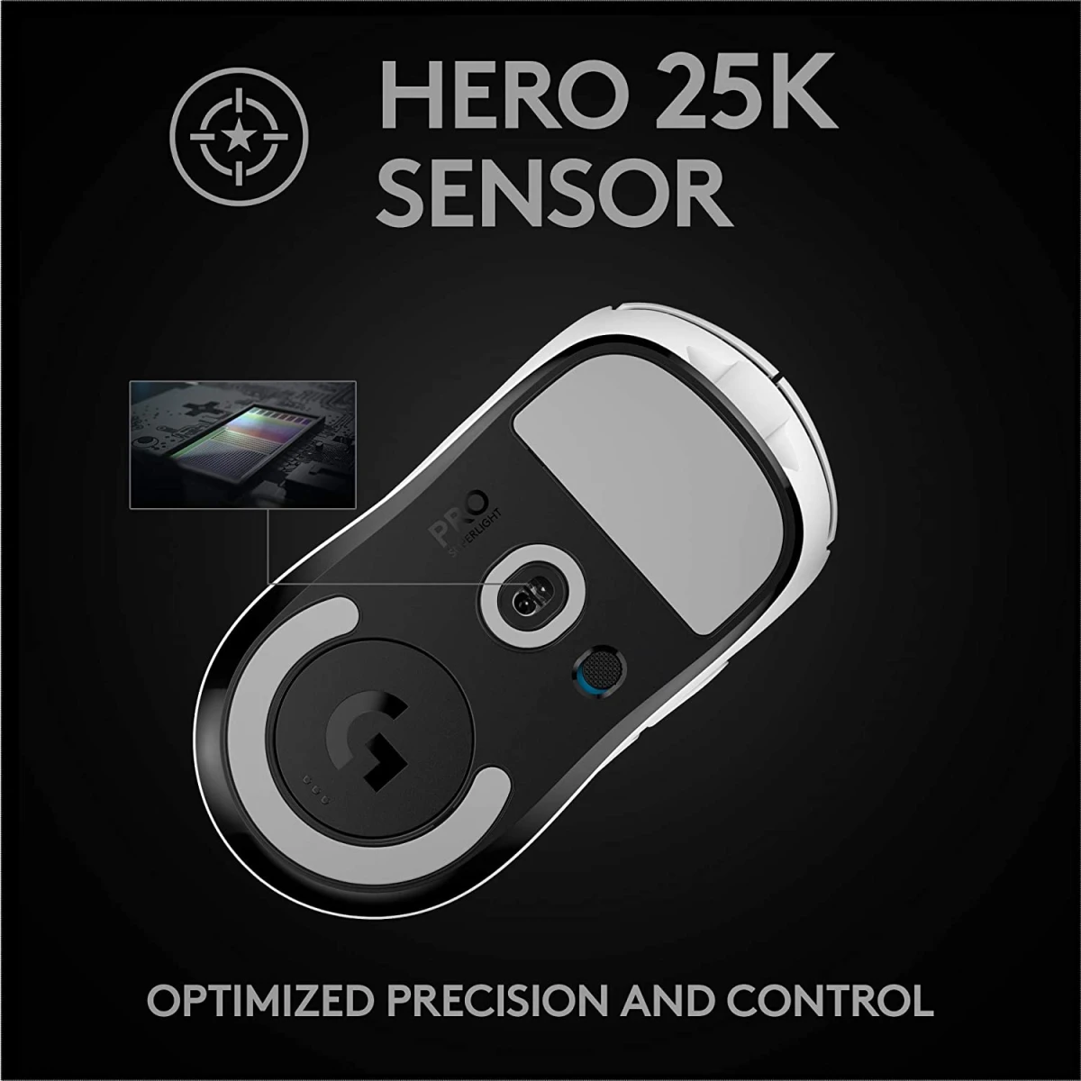 Logitech G PRO X SUPERLIGHT Wireless Ultra-Lightweight 63 grams HERO 25K Sensor 25,600 DPI 5 Buttons - White