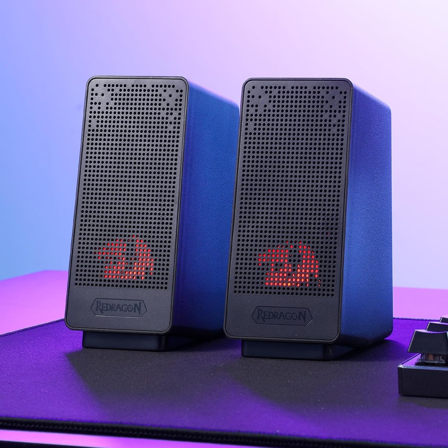 Redragon GS513 PC Gaming Speaker, 2.0 Channel Stereo Desktop Computer Speaker with Red Backlight, Quality Bass and Crystal Clear Sound, USB Powered with a 3.5mm