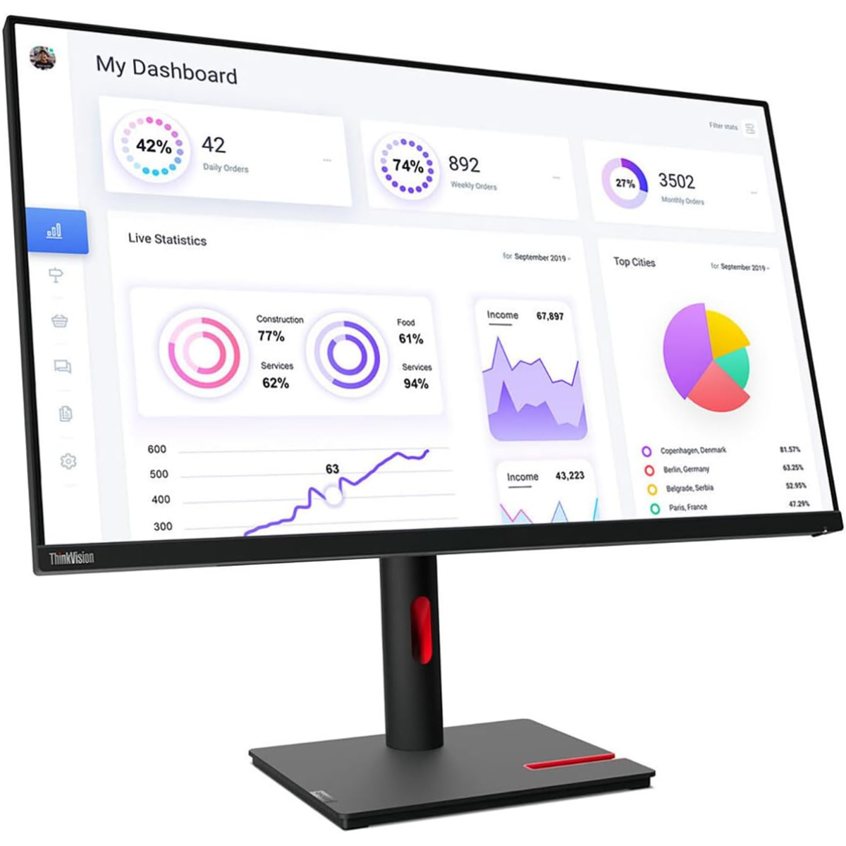 Lenovo ThinkVision 21.5 inch IPS FHD 60Hz Monitor T22i-30 hover