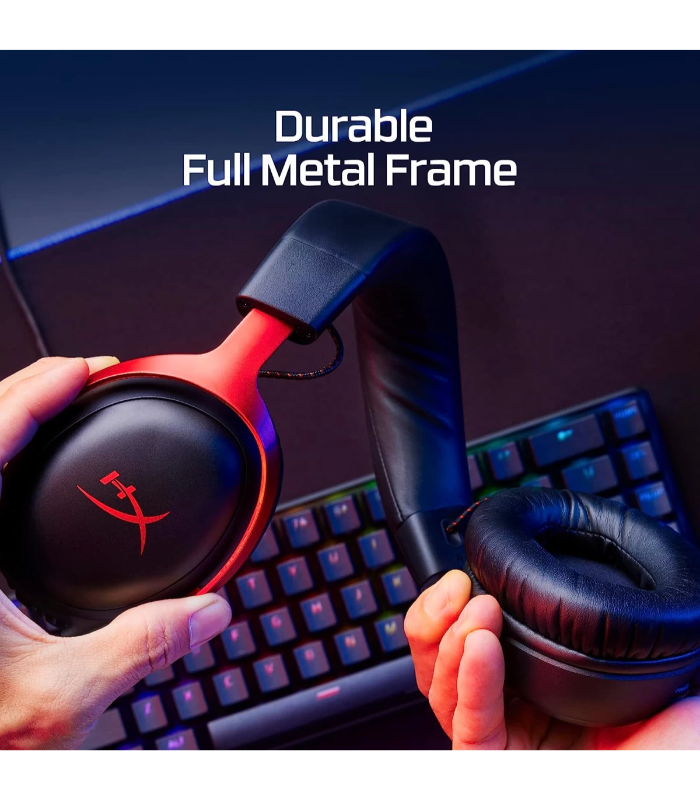 HyperX Cloud III Wired Angled 53mm Drivers DTS Memory Foam Durable Frame Ultra-Clear 10mm Mic USB-C & USB-A 3.5mm For PC, PS5, Xbox Series X|S - Red
