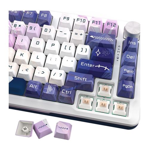 Redragon Wireless Mechanical Keyboard, Gasket RGB Gaming Keyboard with 81 Programmable Custom Keys, 3-Modes Anime Wireless Keyboard with Hot-Swap Pre-Lubed Leopard L Switch, Screen & Knob, K708AK