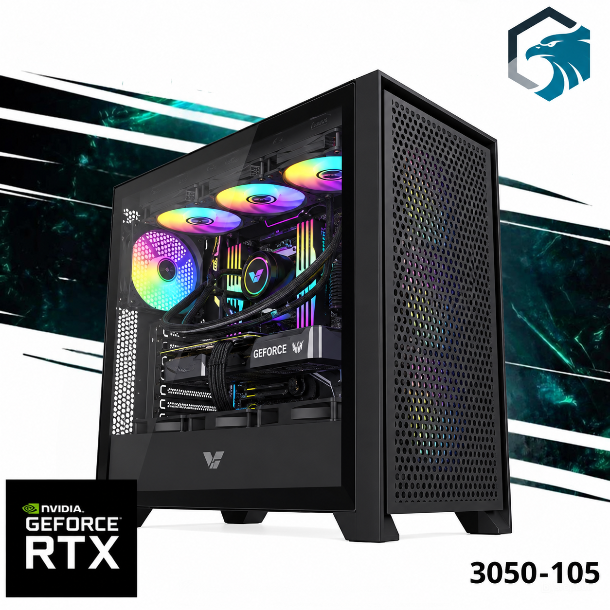 EC Power 3050-105 Gaming PC NEW 12Gen Intel Core i5 10-Cores w/ Nvidia RTX 3050 6GB DDR6 & Advance Air Cooler
