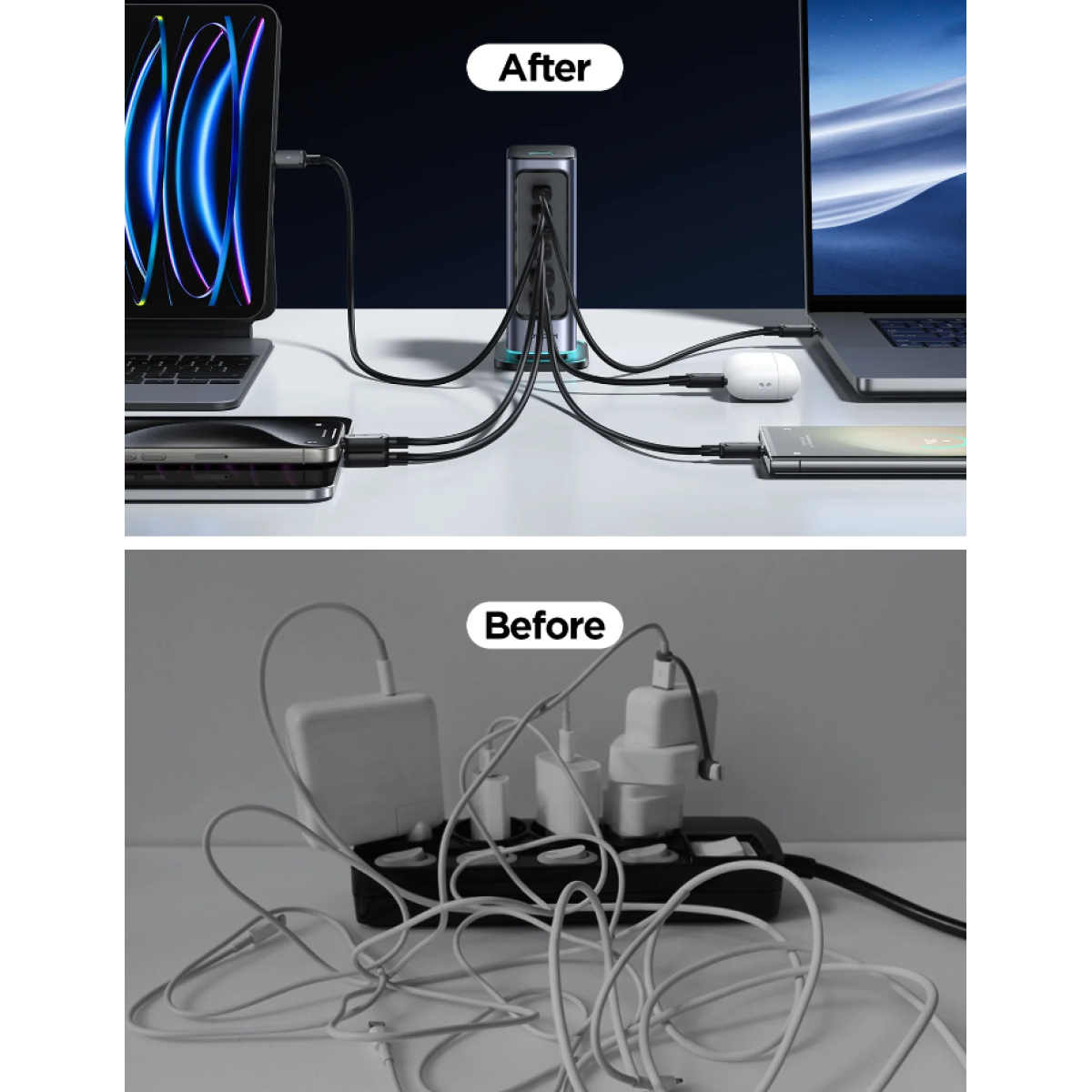 JOYROOM JR-TCM02 65W Multi-port Charger latest GaN chip, ensures stable charging with less heat, over-voltage protection
