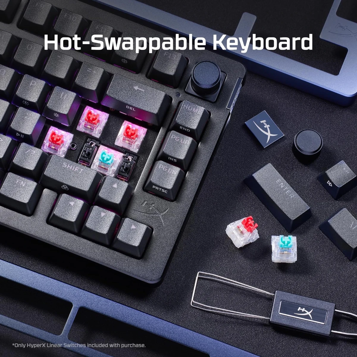 HyperX Alloy Rise 75 Mechanical Ultra-Customizable Hot-Swappable Switches Ambient Light Sensor Gasket Mounted Linear Switches