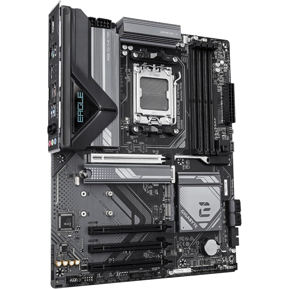 GIGABYTE B850 Eagle WIFI6E AMD AM5 ATX Motherboard, Support AMD Ryzen 9000/8000/7000 Series, DDR5, 8+2+2 Power Phase, 3X M.2, PCIe 5.0, USB-C, WIFI6E, GbE LAN, EZ-Latch - alternate view