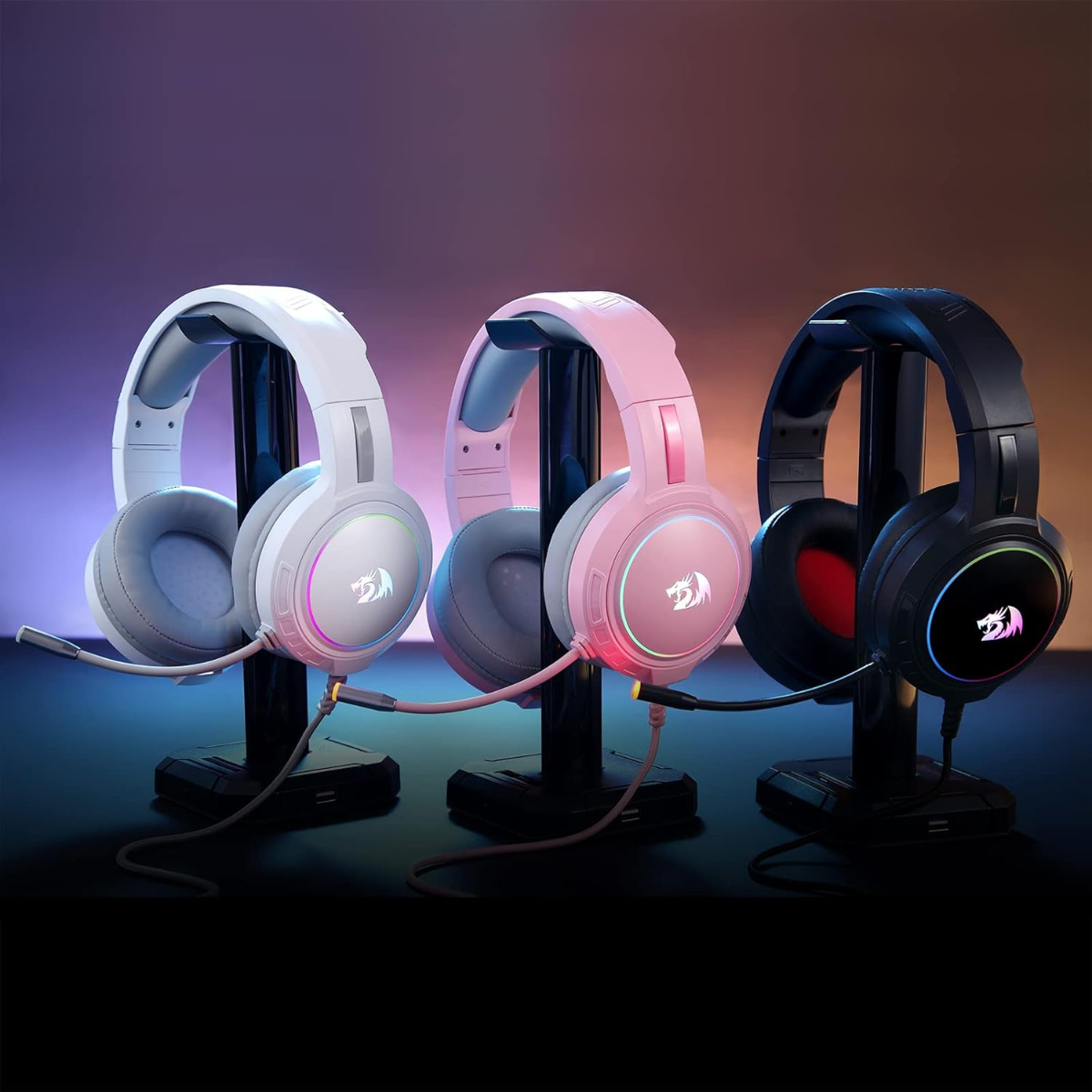 Redragon H270 RGB Gaming Headset with Microphone, Wired, Compatible with Xbox One, Nintendo Switch, PS4, PS5, PC, Laptops and Nintendo Switch (Black)
