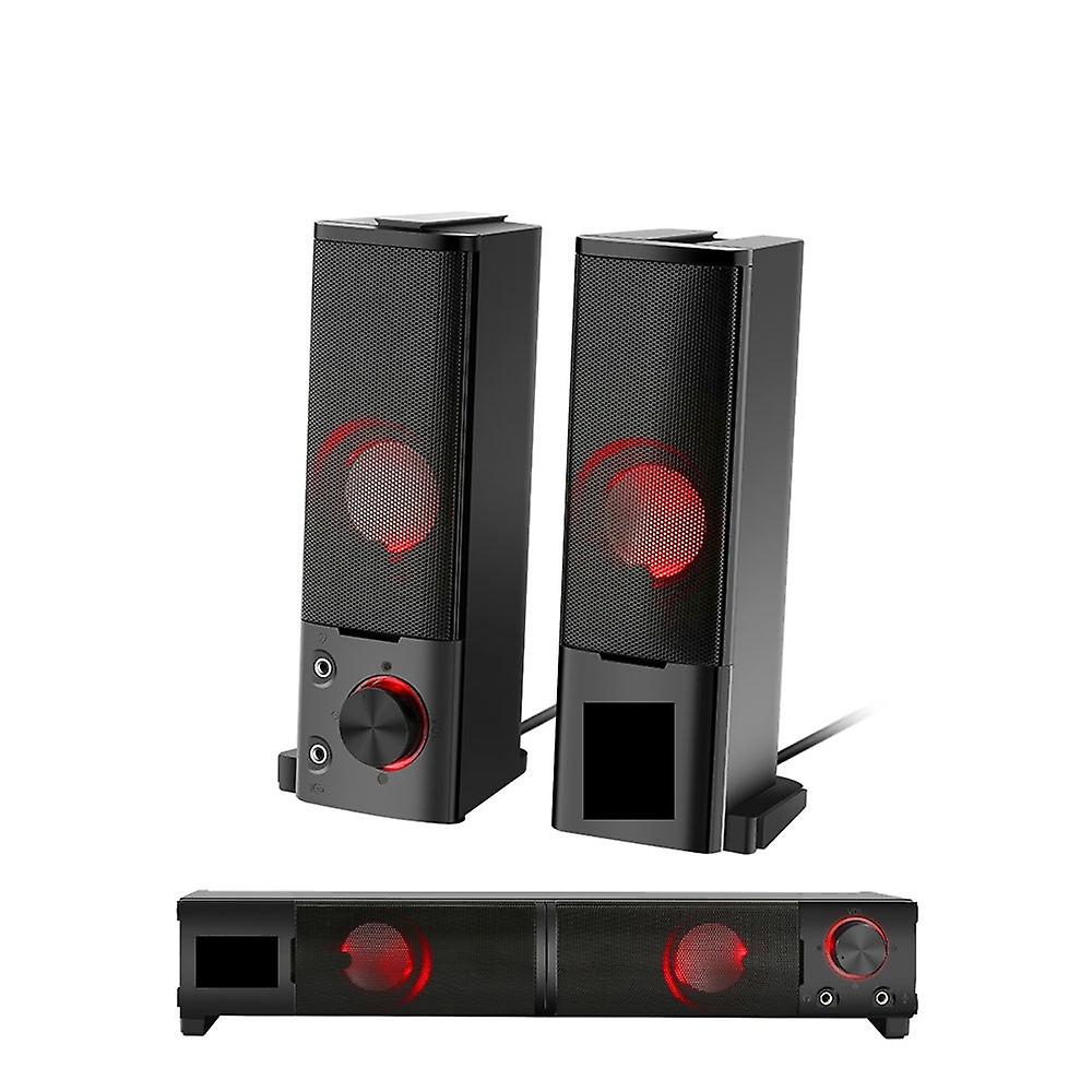 Redragon Orpheus GS550 PC Gaming Speakers 2.0 Channel Stereo Sound Bar Quality Bass and Decent Red Backlit USB Powered w/ 3.5mm Cable