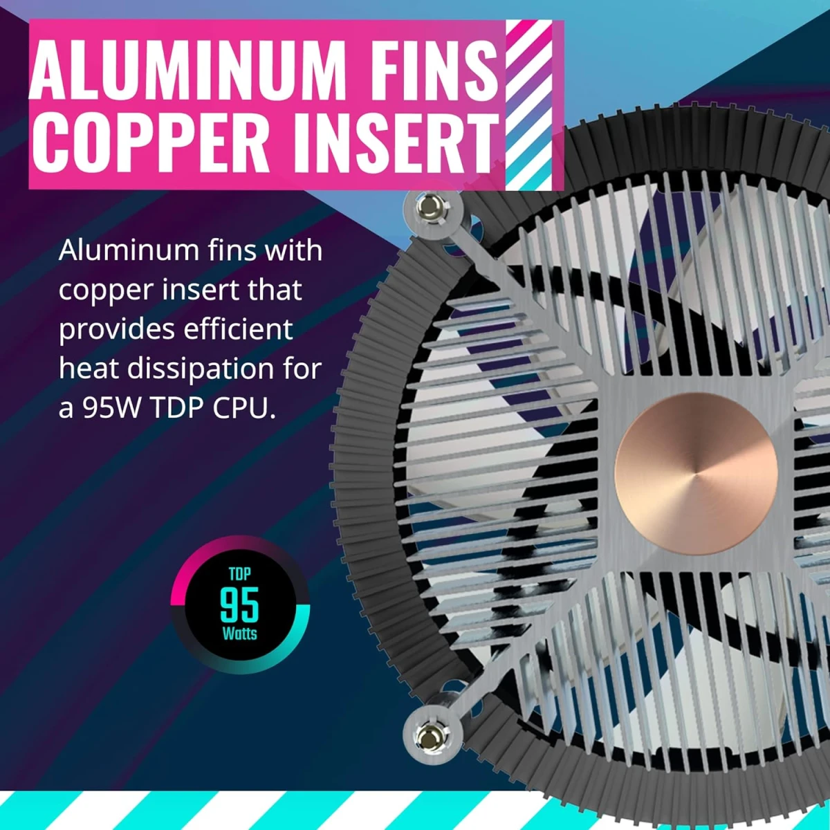 Cooler Master i70C LGA1700 ARGB Intel Low-Profile CPU Air Cooler Anodized Black Aluminum Fins Copper Insert Base 95W TDP 120mm ARGB 3-Pin Fan
