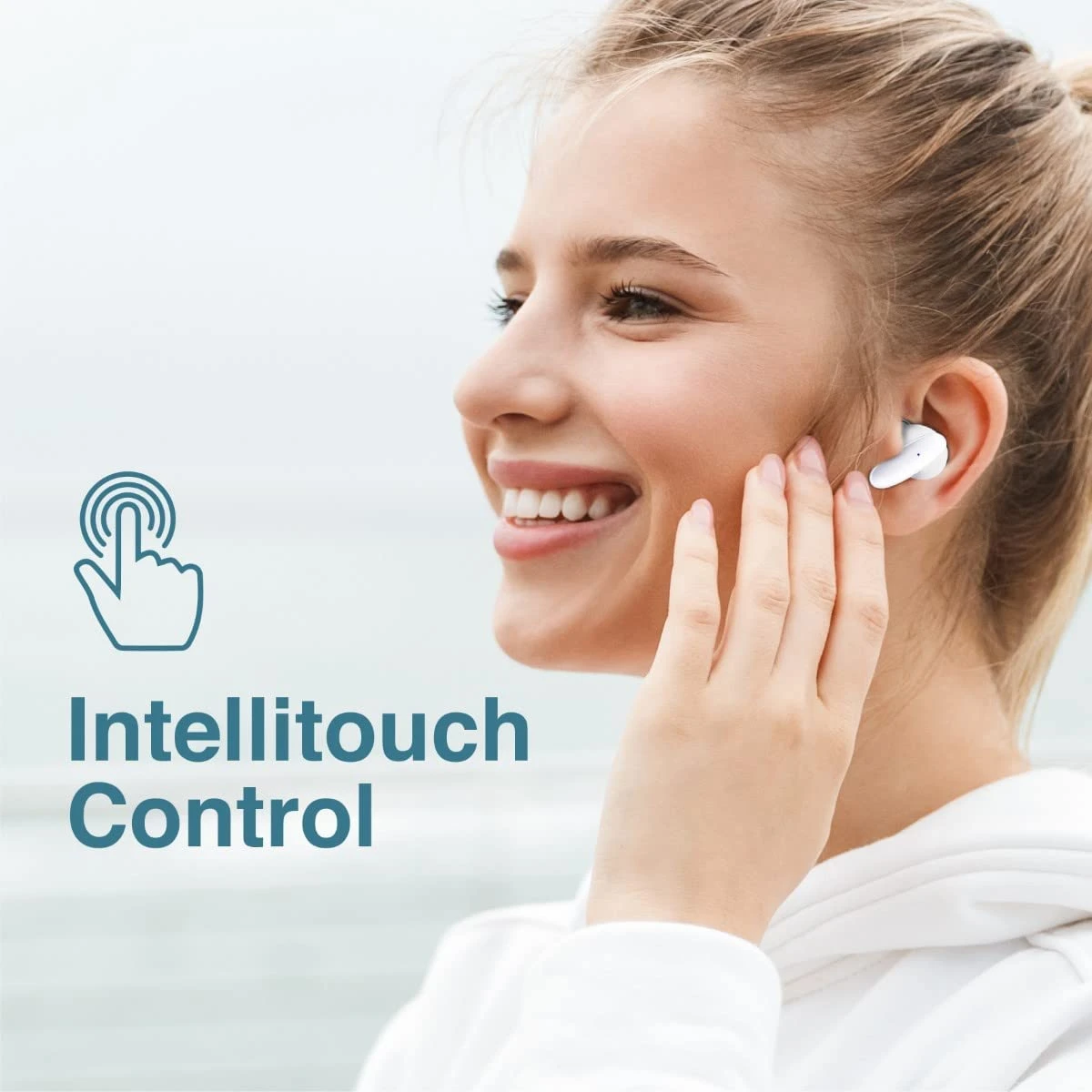Promate True Wireless Earbuds Bluetooth v5.1 w/ Mic IPX5 Water Resistance 20H Playback Time - White