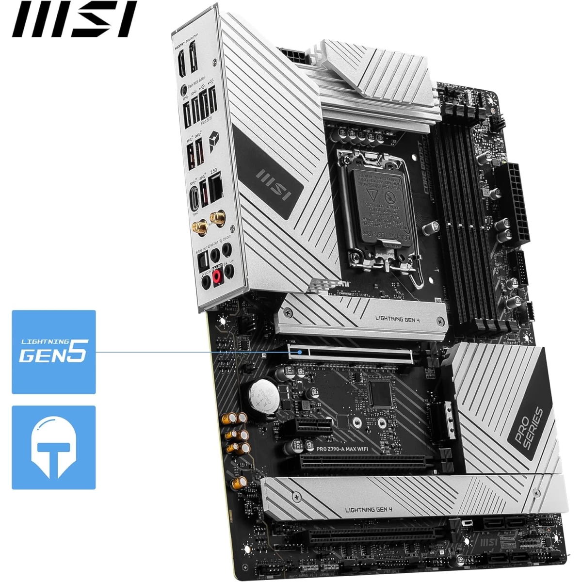 MSI PRO Z790-A MAX WiFi 7 ProSeries DDR5 Supports 14th/13th Gen LGA 1700 PCIe 5.0 2.5Gbps LAN USB 3.2 Gen2 Mainboard