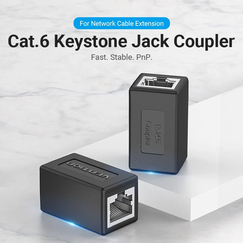 Vention Cat6 Connector FTP Cat6/5e Ethernet Adapter 8P8C Network Extender Extension Cable for Ethernet Cable RJ45 Connector