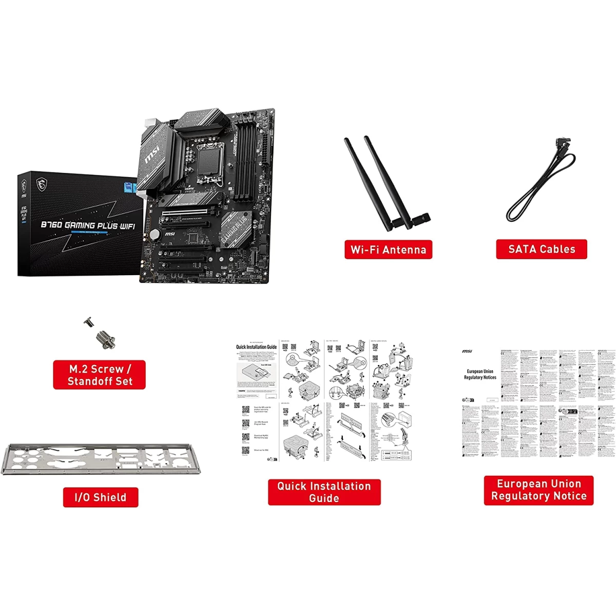 MSI B760 GAMING PLUS WIFI Intel B760 DDR5 ATX Wi-Fi 6E Bluetooth 5.3 7.1 HD Audio PCIe 4.0 x16 2.5G LAN Mainboard