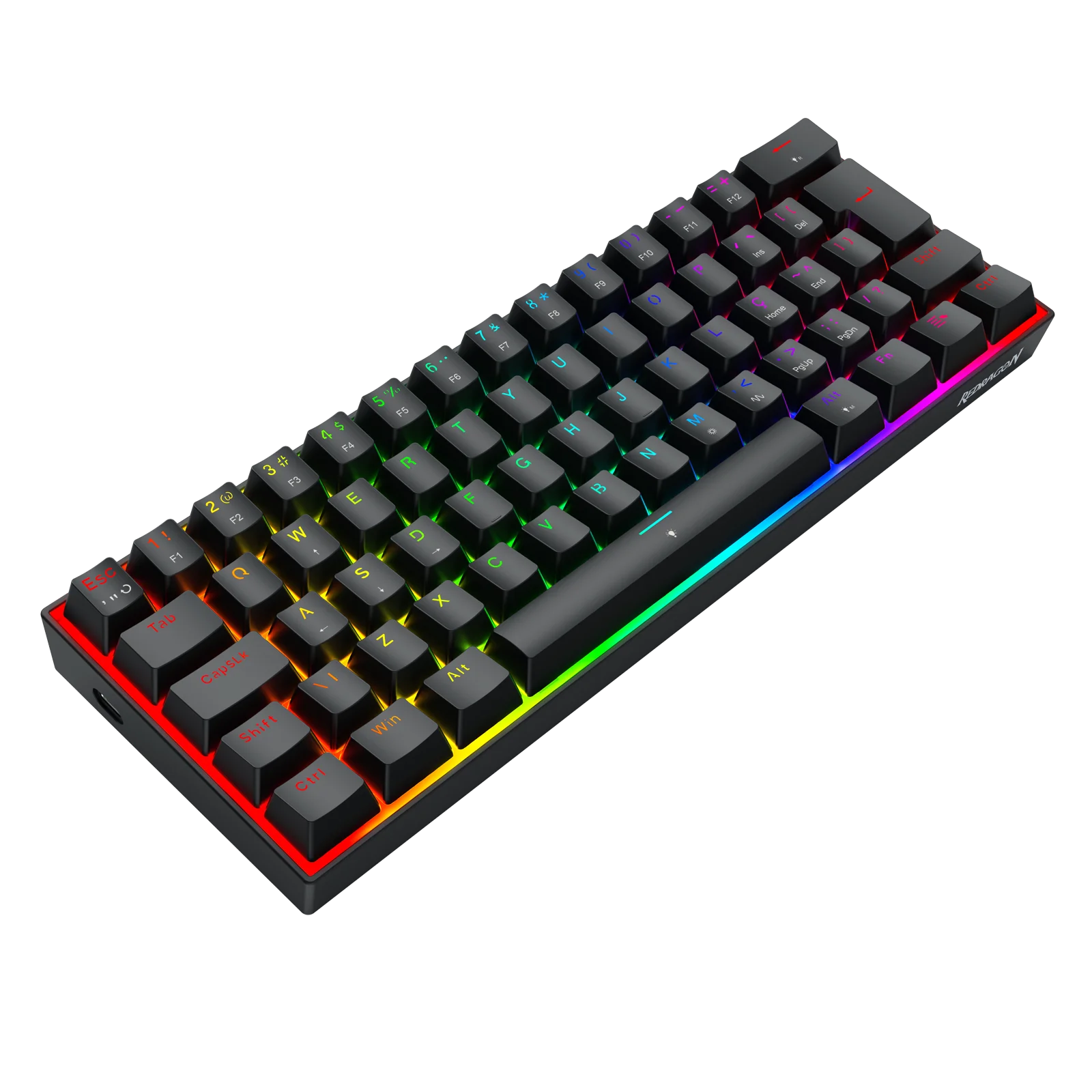 Redragon K617 8K REPORT RATE HE Rapid Trigger Gaming Keyboard, 60% 61 Keys Wired Mechanical Keyboard w/Hyper-Fast Actuation, Dedicated Hall Effect Magnetic Switch, Actuation Point Adjustable, Essential Black