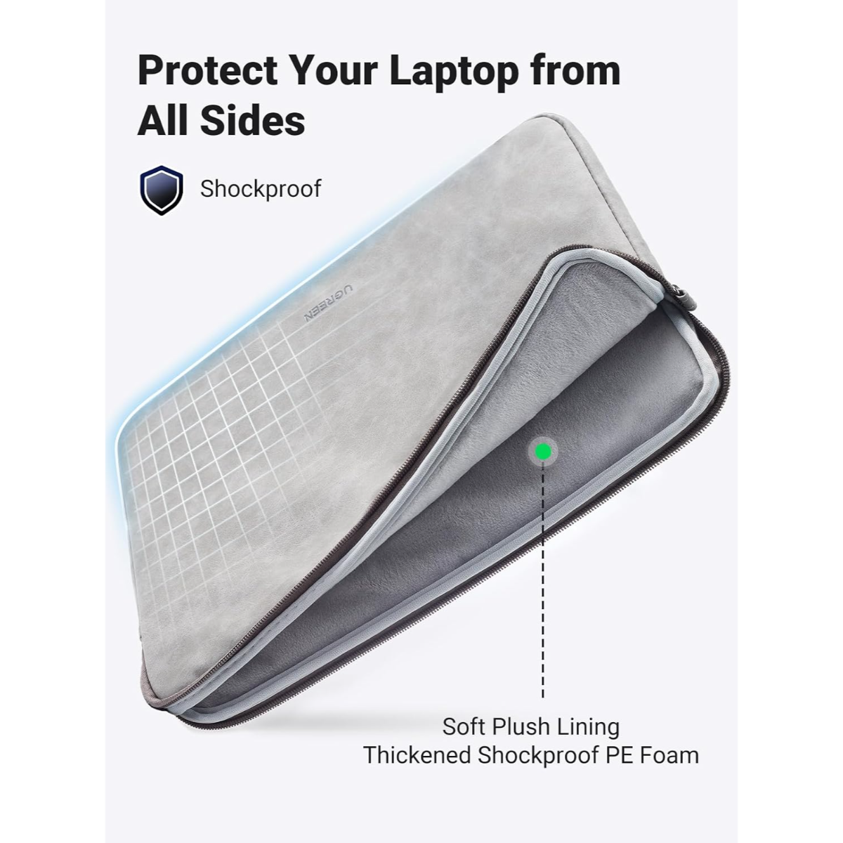 UGREEN Laptop Case 14-15 Inch, Shockproof Water Resistant Laptop Sleeve for 14-15 Inch Laptops, Protects During Travel, Commuting, School, Work hover