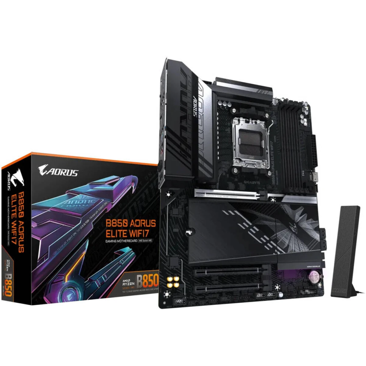GIGABYTE B850 AORUS ELITE WIFI7 AM5 ATX Motherboard, AMD B850 Chipset, 4x DDR5 DIMM Slots, Up to 256GB Max Memory, WiFi & BT Connectivity, 1 x PCIe 5.0 x16, 3 x M.2 Slots