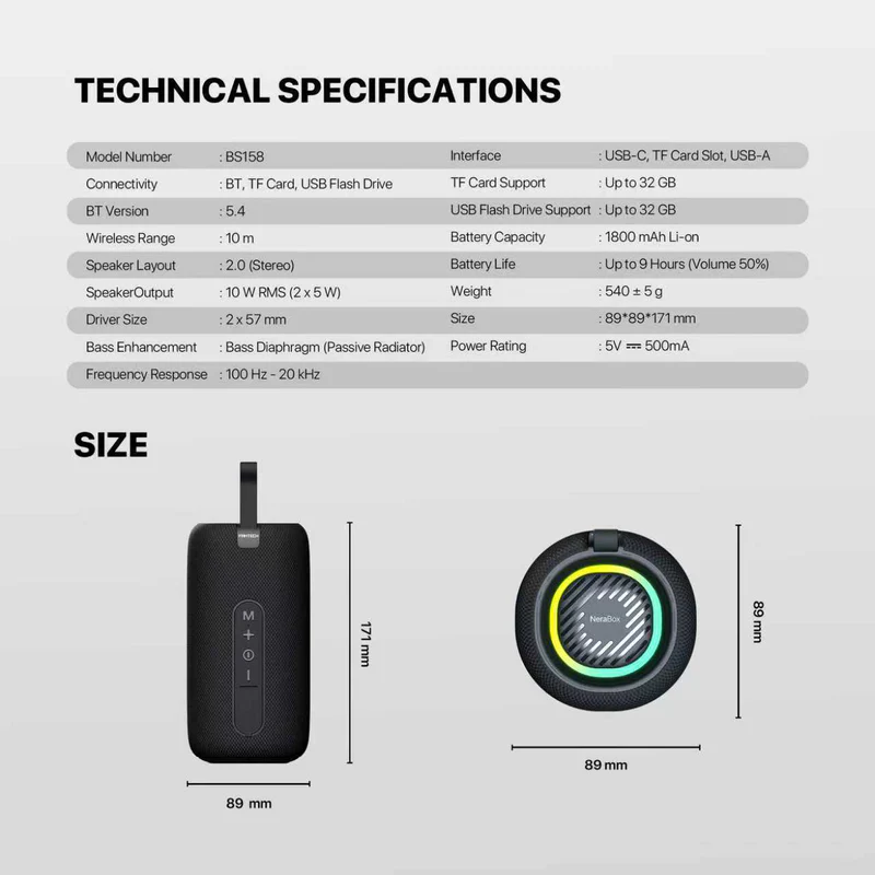 FANTECH BS158 NeraBox 10W RMS PORTABLE SPEAKER Rechargeable Battery - RED