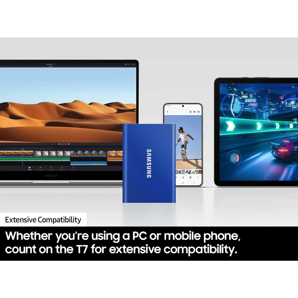 SAMSUNG T7 Portable SSD 1TB External SSD Speeds Up to 1,050MB/s USB 3.2 Gen 2 For Gaming, Students, Professionals - Gray