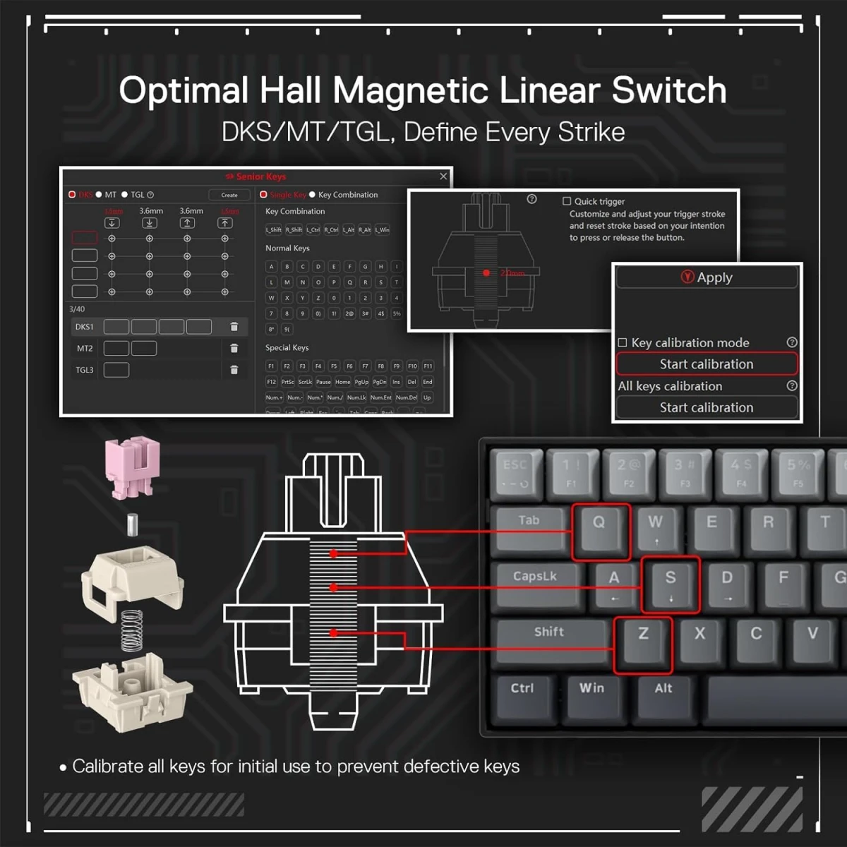 Redragon FIZZ K617GGB Magnetic Switch Rapid Trigger Gaming Keyboard, 60% Wired Mechanical Keyboard w/ 8k Hz Polling Rate(0.1ms), Hyper-Fast 0.2mm Actuation Custom Switch Adjustable via Software - Misty Grey