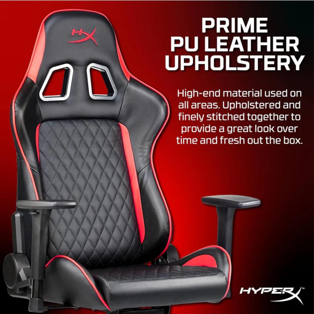HyperX Blast Gaming Chair - Ergonomic Gaming Chair, Leather Upholstery Video Chair - Red Black PC Racing Tilt Gaslift Foam Armrests Office Secret Hyper X Chair Lab