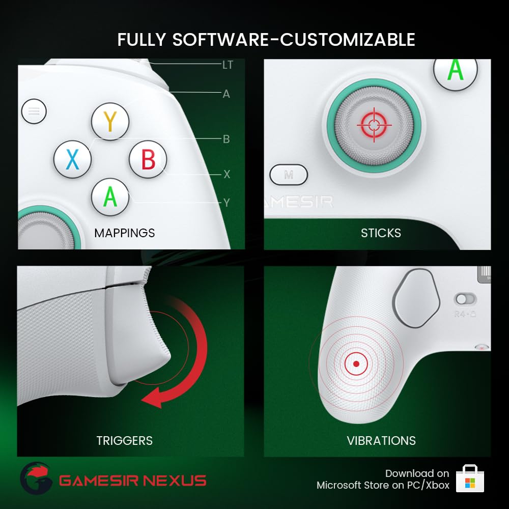 GAMESIR G7 SE WIRED CONTROLLER WITH HALL EFFECT STICKS INCLUDES GAME PASS 1MONTH FOR XBOX AND PC - WHITE