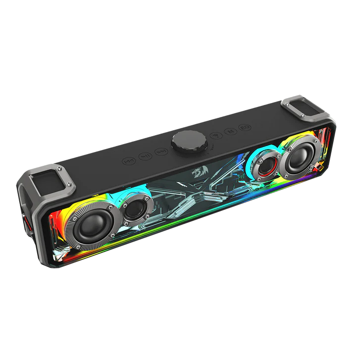Redragon GS817 RGB Desktop Soundbar, 2.0 Channel Stereo Speakers for Desktop w/Massive 30W Max Power, Touch-Control, Bluetooth 5.3 & 3.5mm AUX Inputs, Black