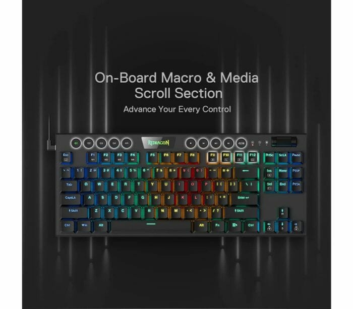 Redragon K622 Horus TKL RGB Mechanical Wired w/Low Profile Keycaps Dedicated Media Control & Linear Red Switch