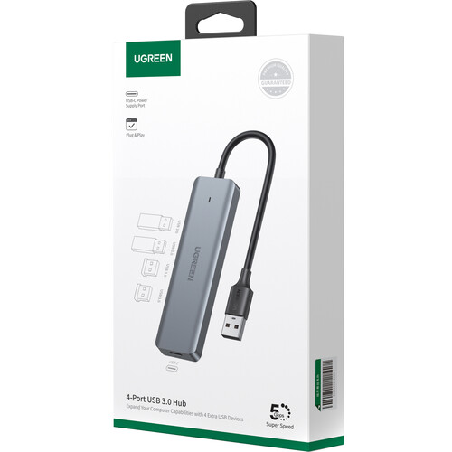UGREEN USB Hub 3.0, Ultra Slim 4 Port 1x USB-C (Charging Only) Supports 100 W Power Delivery 2x USB-A 3.0 / 3.1/3.2 Gen 1 with 5Gbps Data Transfer Xbox One, PS4, PS5