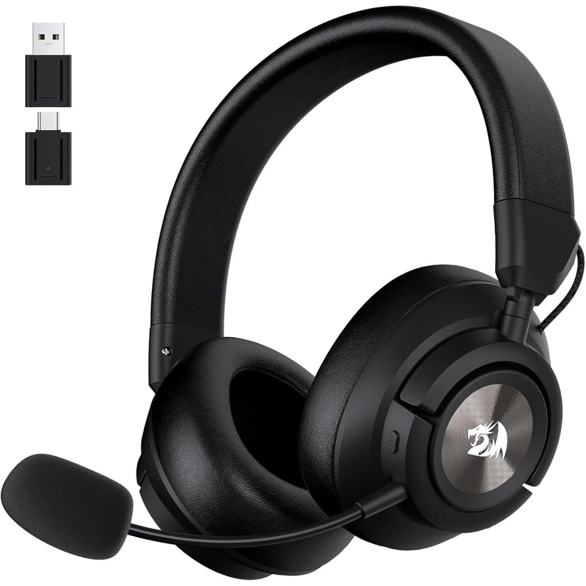 Redragon H889 Wireless Gaming Headset, 4-in-1 (2.4G/BT/USB/3.5mm), 51H Battery & Play-While-Charging, 7.1 Spatial Audio & 53mm Drivers, Detachable Mic, Multi-Platform Headphone for PC/PS5/NS/Mobile