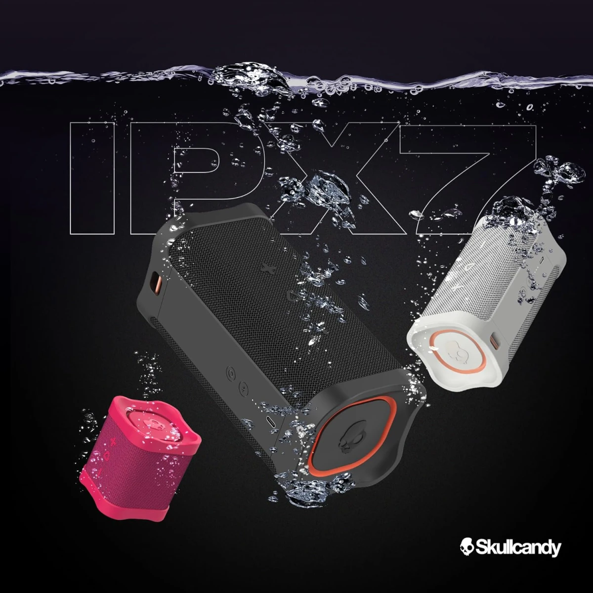 Skullcandy Terrain Mini Wireless Bluetooth Speaker - IPX7 Waterproof Portable with Dual Custom Passive Radiators, 14 Hour Battery, Nylon Wrist Wrap, & True Stereo - Black