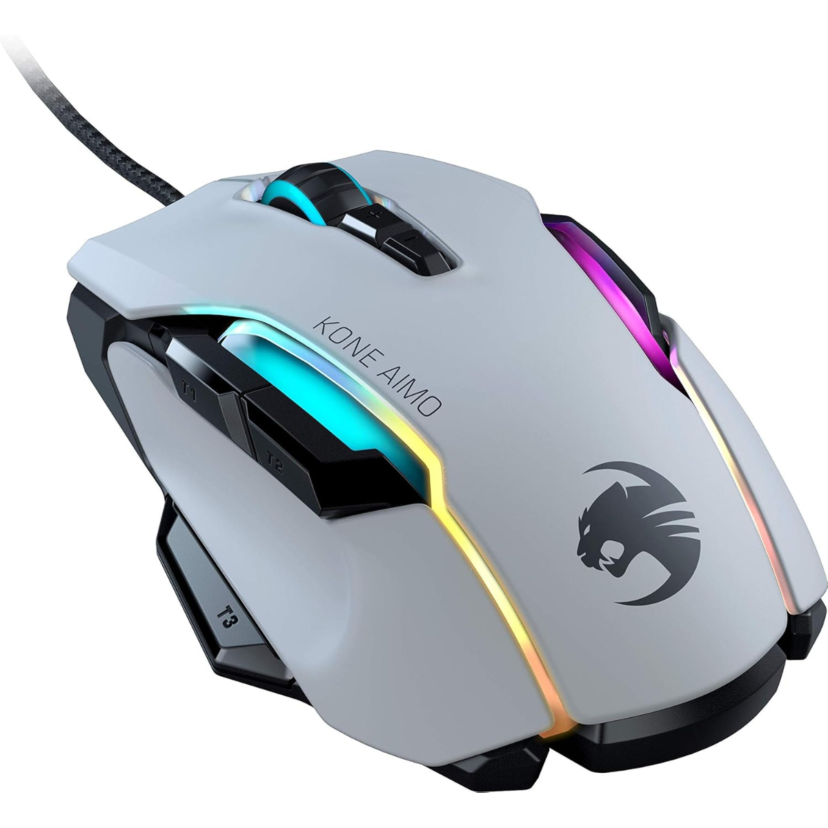 Roccat Kone AIMO Gaming Mouse (High Precision, Optical Owl-Eye Sensor (100 to 16.000 DPI), RGB Aimo LED Illumination, 23 Programmable Keys, Designed in Germany) white