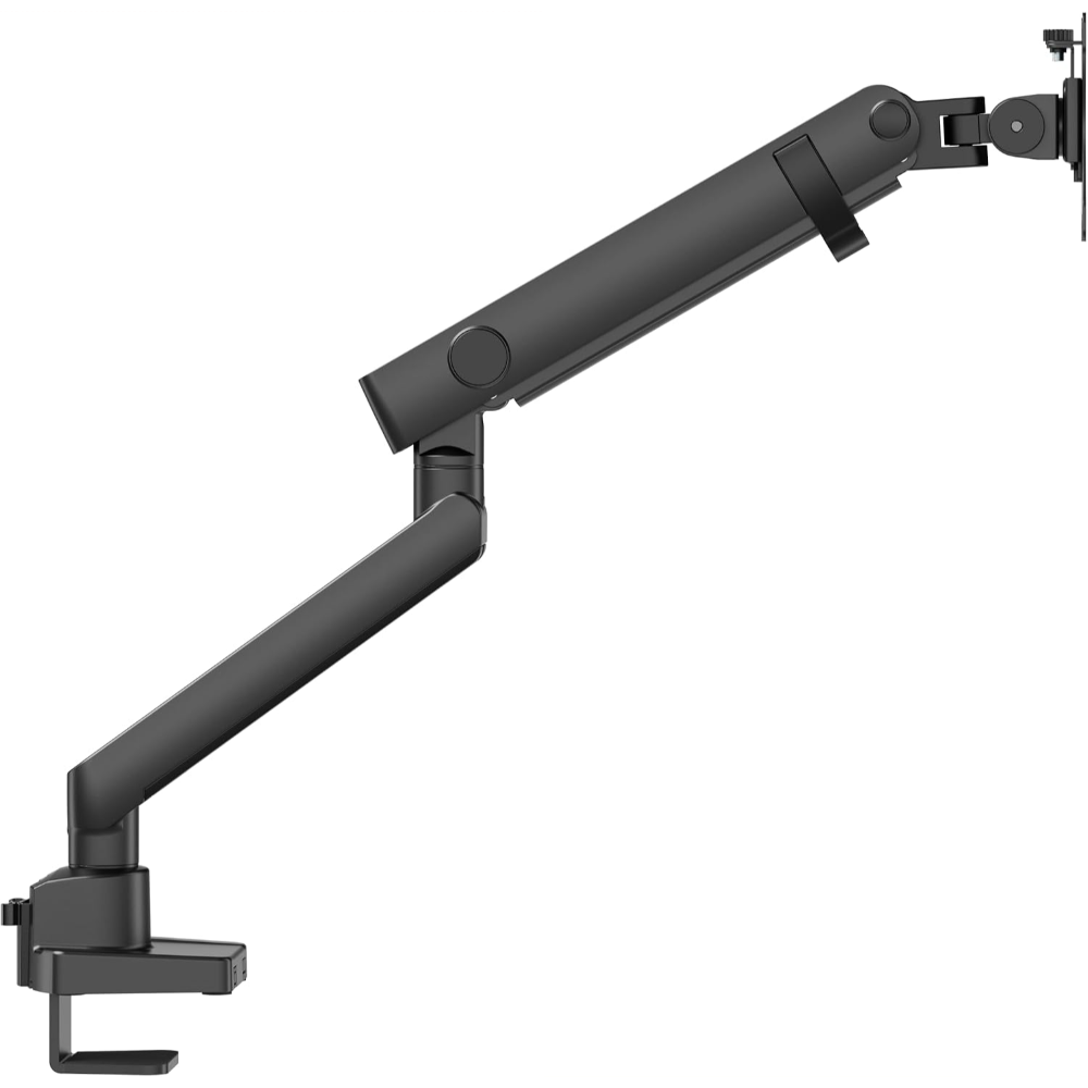 Twisted Minds Single Monitor Arm Mount, 17 to 40 Inch Mechanical Spring Monitor Stand, Heavy-Duty VESA Mount with Clamp and Grommet Base, Full Motion Tilt – Fits up to 26.4 lbs - Matte Silver