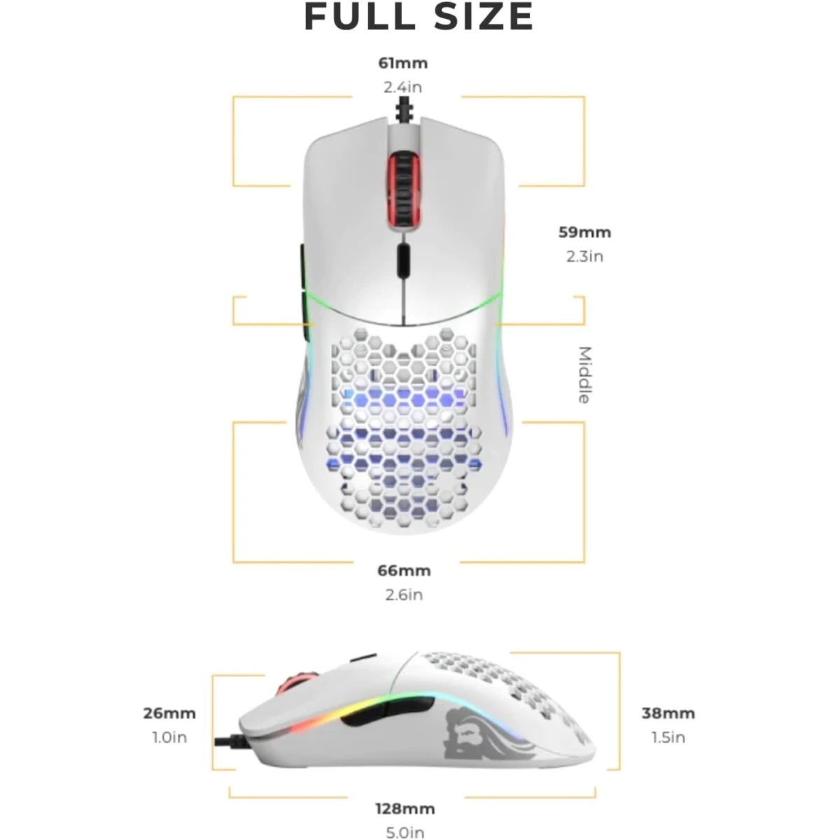 Glorious Model O 67G Superlight Honeycomb Mouse RGB USB Mouse - Matte White