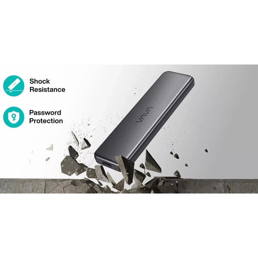 VAVA External Hard Drive Portable SSD 1TB USB-C Port for iPhone Android Tablet PC Laptop MacBook USB 3.1 Gen 2 Supports up to 540MB/s (83-10000-084) - alternate view