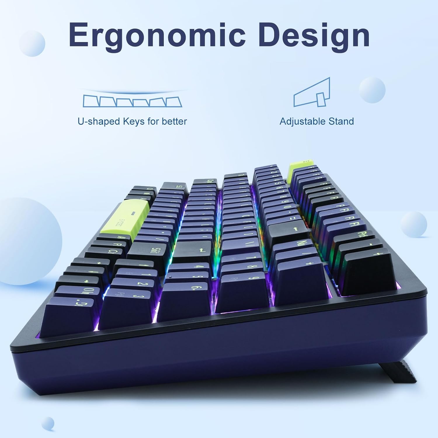 E-YOOSO Z-94 Mechanical Keyboard Rainbow Backlit, 94 Keys 90% Gaming Keyboards for Games and Office Work, Black (Red Switch)