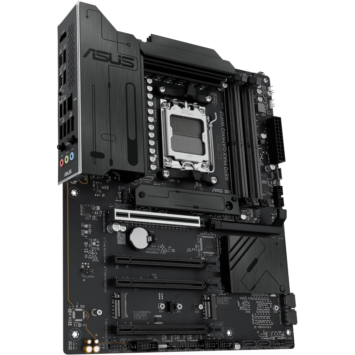 ASUS X870 MAX GAMING WIFI 7 AM5 ATX Motherboard, AMD X870 Chipset, 4x DDR5 DIMM Slots, Up to 256GB Max Memory, 1x PCIe 5.0 x16, 3x M.2 Slots, Wi-Fi 7 & Bluetooth v5.4