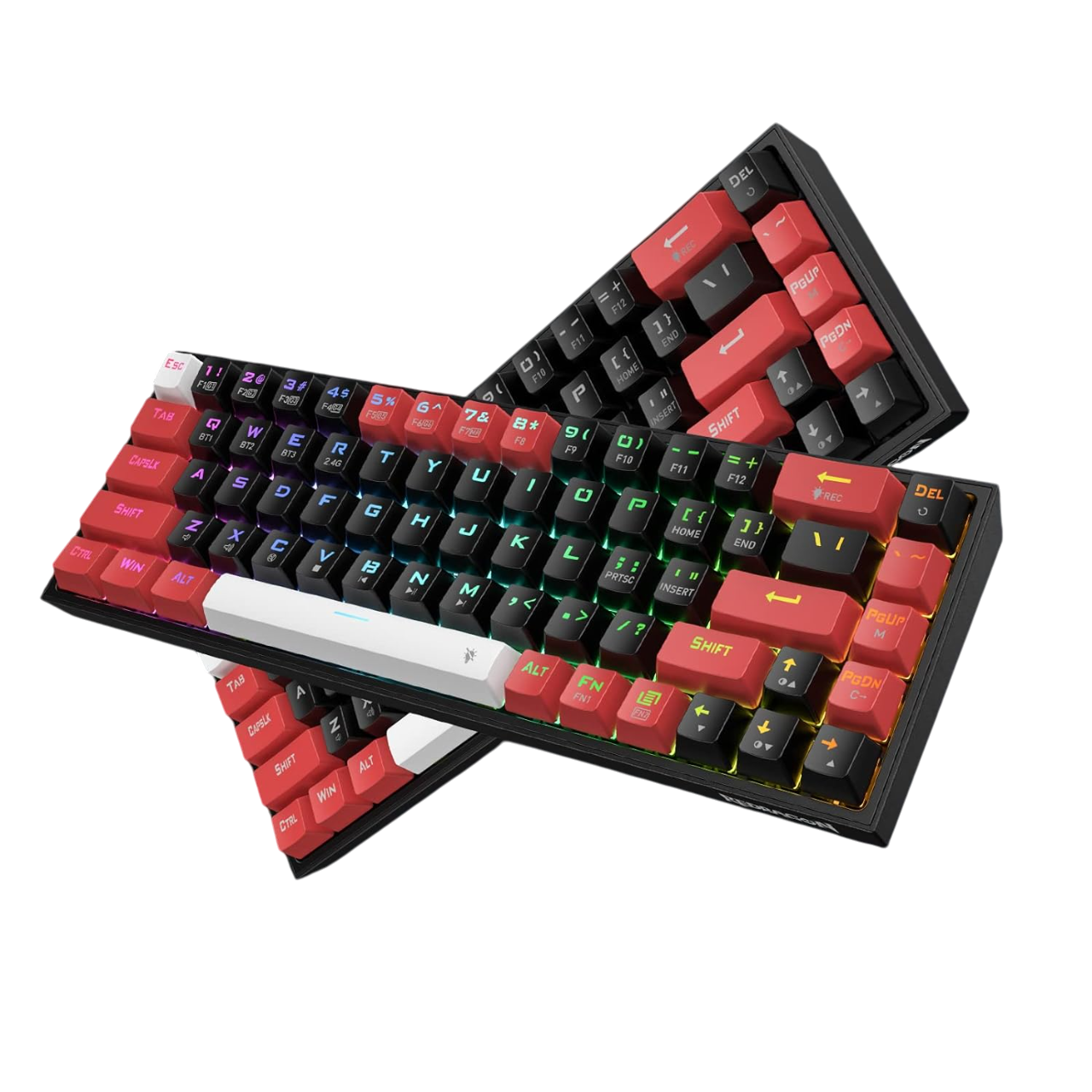 Redragon K631RGB Castor Pro Mechanical Gaming Keyboard, 68 Keys, Wireless 2.4G+Bluetooth+Wired Triple Mode Connect, Detachable Type-C to USB, Anti-Ghosting, HUANO Red Switch