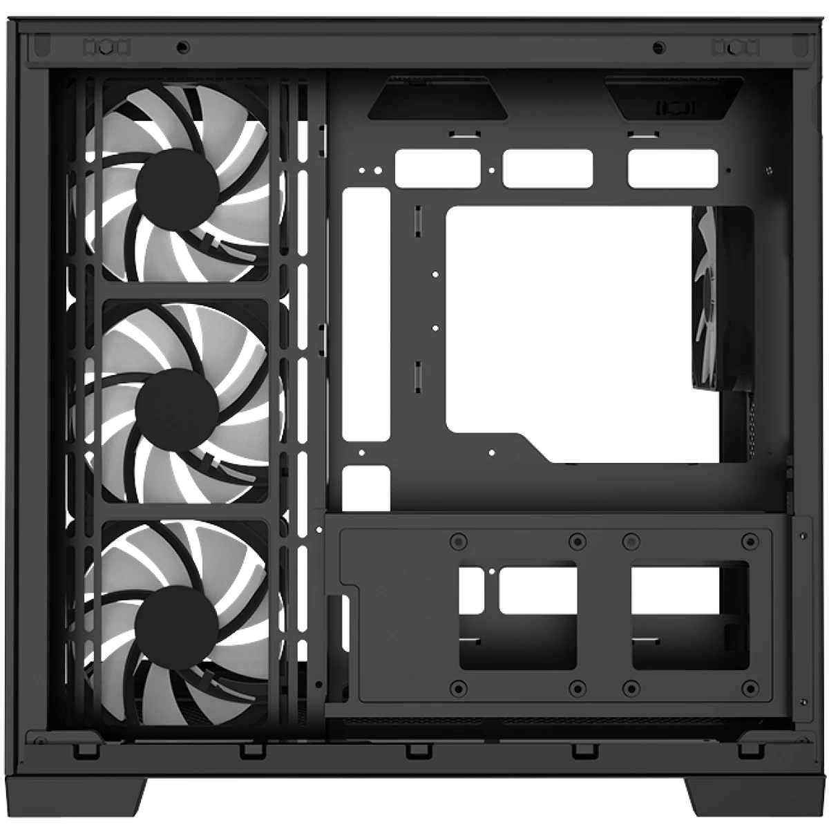 Raidmax Infinita Series i610CBF Chrome Dual Chamber ATX 2 Side Tempered Glass Support Back Conect Design 4x 120mm ARGB Fan Preinstalled Supports Up to 400mm GPU & USB C - Black