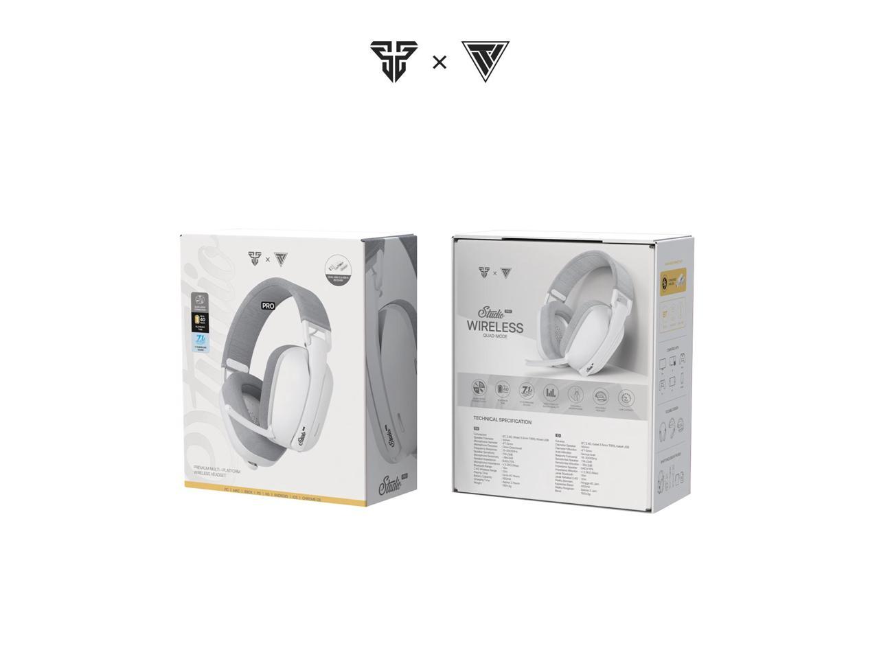 FANTECH Studio PRO Whg03p Gaming Headphones Wired & Wireless Bt5.3 Headset 7.1 Surround Sound,Quad Mode connectivity,White