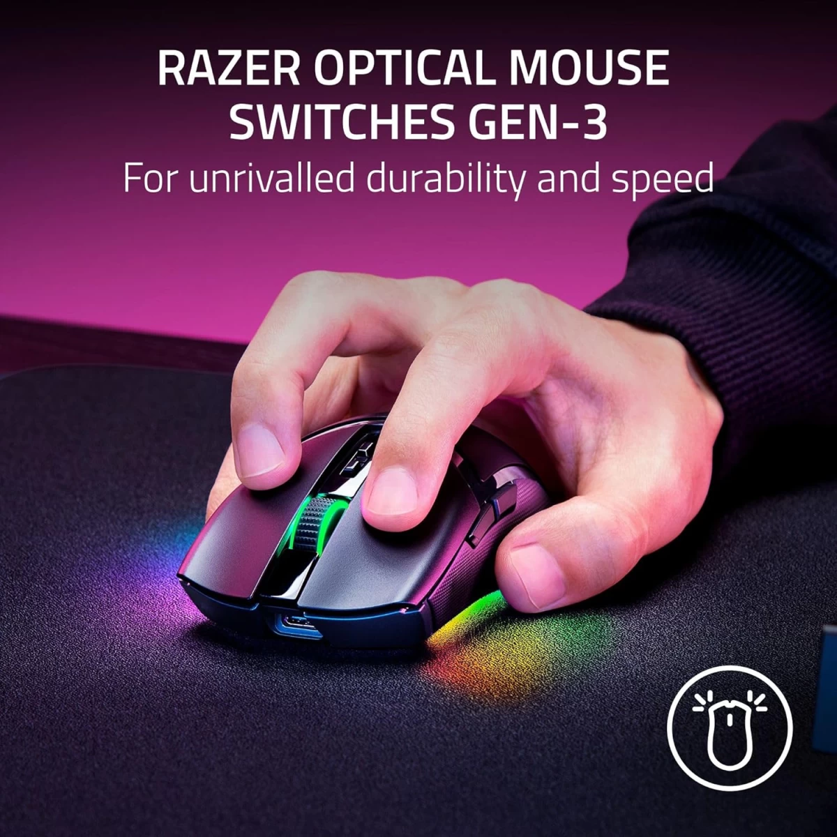 Razer Cobra Pro Wireless 10 Customizable Controls 30K Optical Sensor Gen-3 Switches 2.4GHz Bluetooth & USB Type C up to 170 Hr Battery - Black