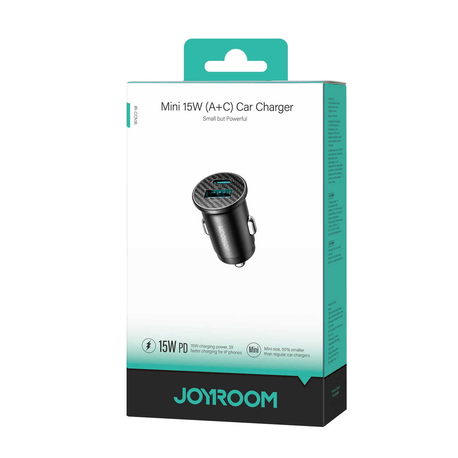 JOYROOM JR-CCN16 Mini QC+PD 15W Charger Black