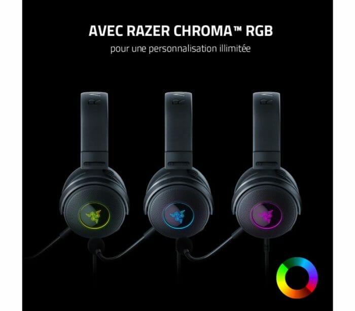 Razer Kraken V3 HyperSense Wired USB Haptic Technology Triforce Titanium 50mm Drivers Detachable Mic - Black