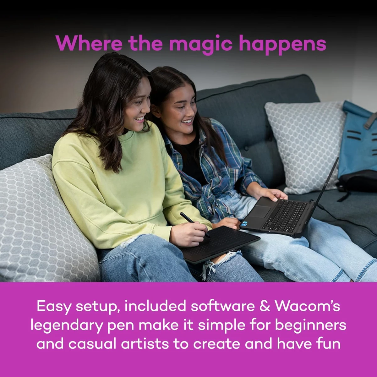 Wacom Intuos Small Bluetooth Graphics Drawing Tablet, 4 Customizable ExpressKeys, Portable for Teachers, Students and Creators, Compatible with Chromebook Mac OS Android and Windows - Black hover