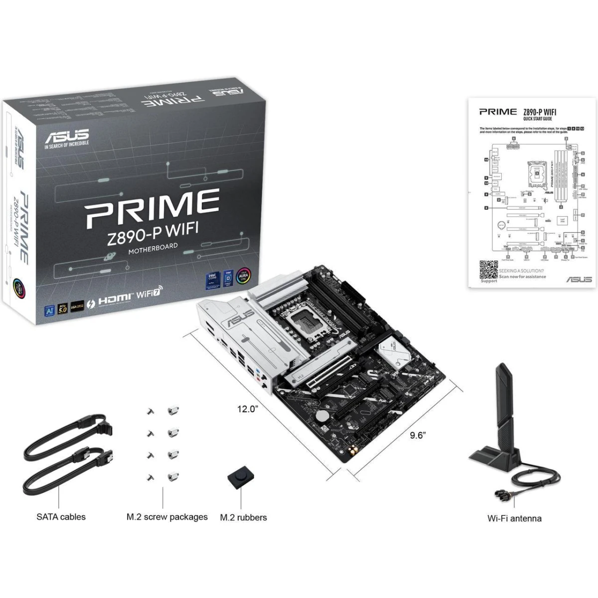 ASUS PRIME Z890-P WIFI 7 Z890 DDR5 LGA 1851 Advanced AI PC-ready 4x M.2 SSD PCIe® 5.0 Thunderbolt™ 4 USB Type-C® 2.5Gb Lan