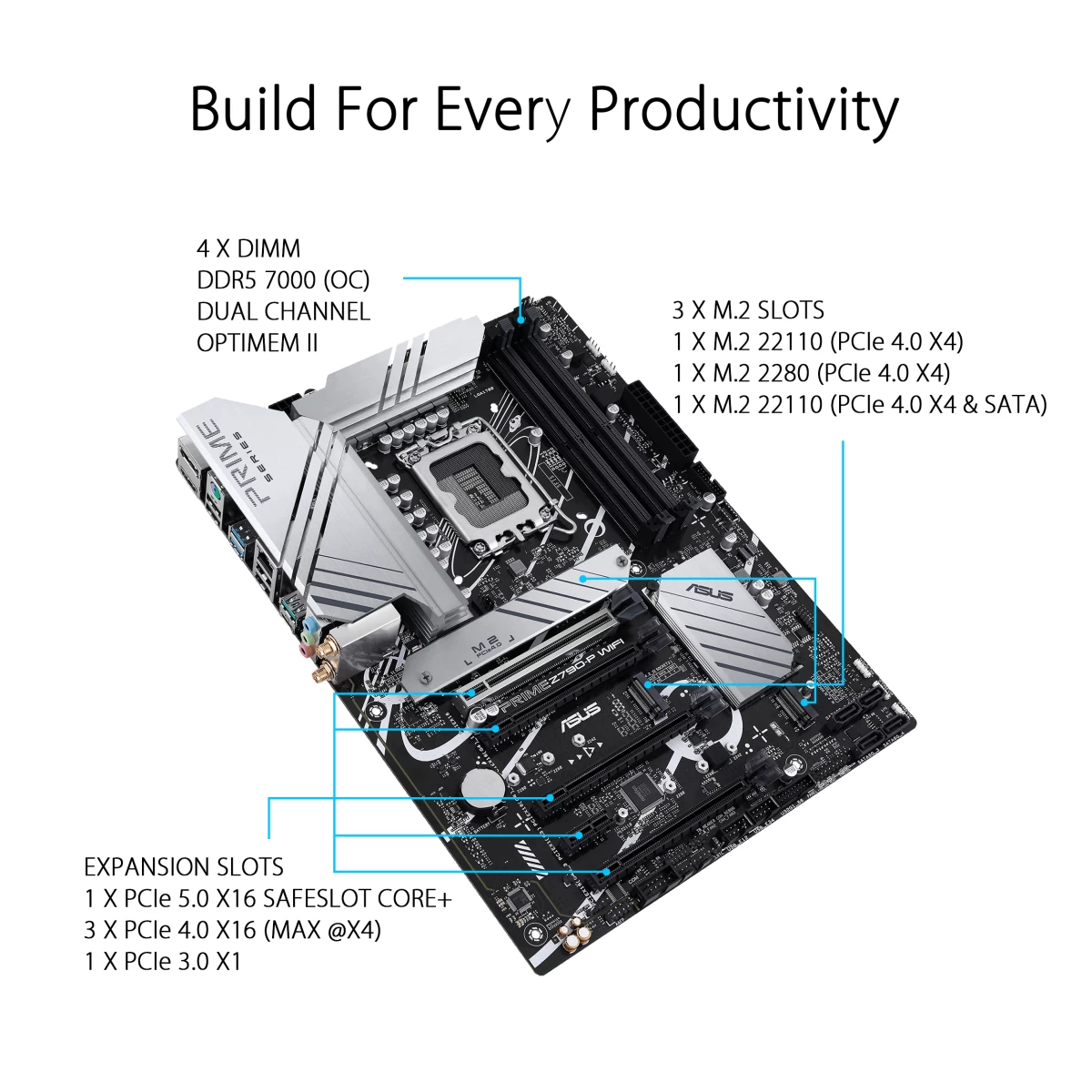 ASUS Prime Z790-P WiFi 6E DDR5 Intel 13th&12th Gen ATX Motherboard 3x M.2 Thunderbolt 4 RGB Lighting