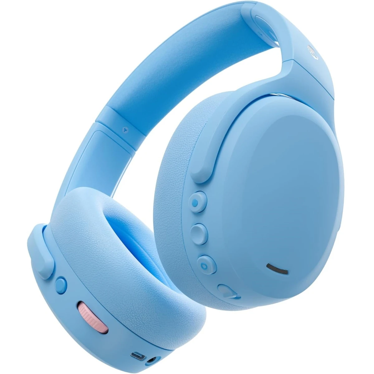 Skullcandy Crusher ANC 2 Wireless Over-Ear Bluetooth Headphones with Multi-Sensory Bass and Charging Cable, Active Noise Cancelling, Up to 60 Hours Battery, Microphone for iPhone Android - Preppy Blue