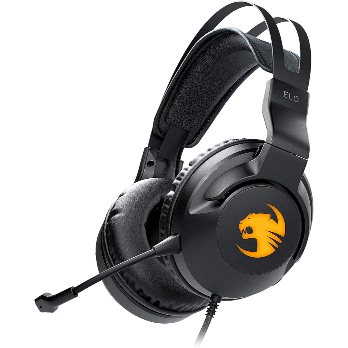 ROCCAT Elo 7.1 USB PC Gaming Headset, Surround Sound with AIMO RGB Lighting, Wired Computer Headphones, Detachable Noise Cancelling Microphone, Lightweight, 50mm Drivers - Black