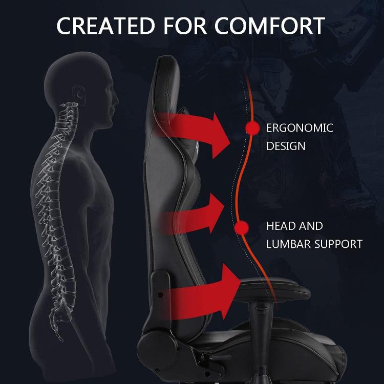 Gaming Chair, Office Chair with Footrest, Ergonomic Gaming Chair, PC Gamer Racing Chair, Adjustable Armrest, Swivel Chair, Massage Lumbar Support, PU Leather hover