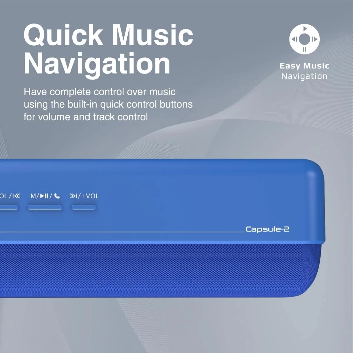 Promate Capsule-2 Bluetooth Portable Speaker HD 6W True Bluetooth 5.0 Long Playtime USB Media Port Micro SD Card & 3.5mm Port - Blue