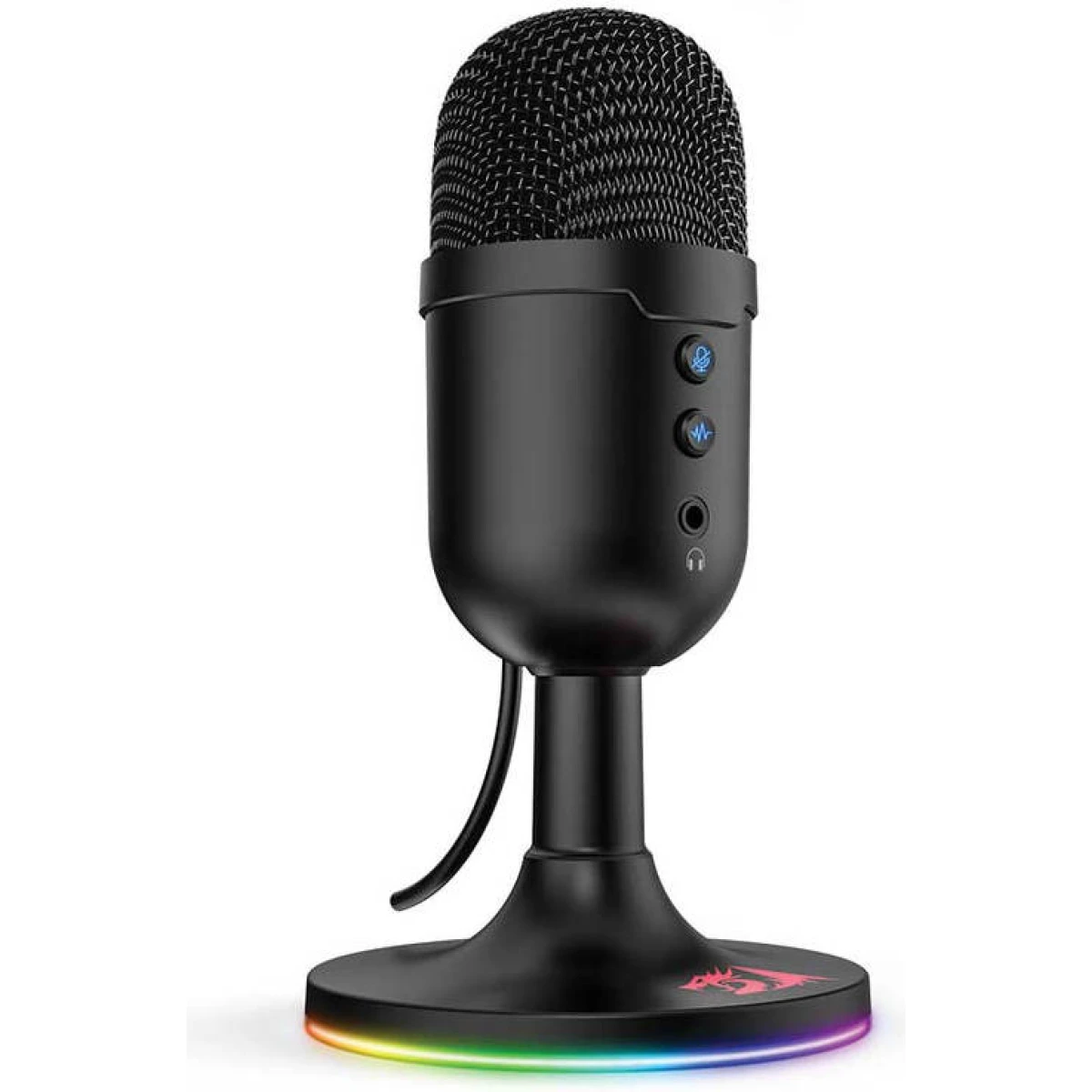 Redragon GM303 Pulsar Streaming Microphone, Omni-Directional (360° Radio Reception), Volume Mute & Noise Cancelling Control, USB Plug Cable, 1.8m Cable Length - Black